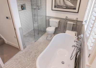 Loft Conversion Kew London - luxury white bathroom design