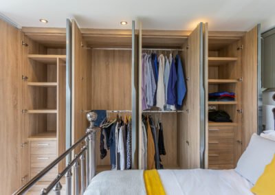Loft Conversion in Edgware: bedroom built-in wardrobe