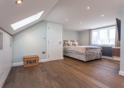 Loft Conversion near Carshalton, London: master bedroom interiors