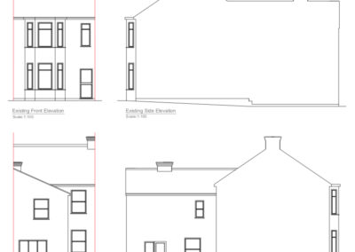 Loft Conversion in North Finchley: existing front, side and rear elevation