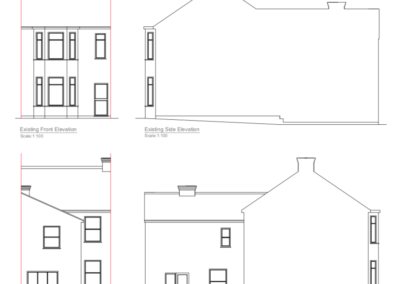 Loft Conversion in North Finchley: existing side elevation