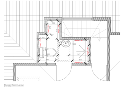 Loft Conversion in Hanger Lane London: shower room layout