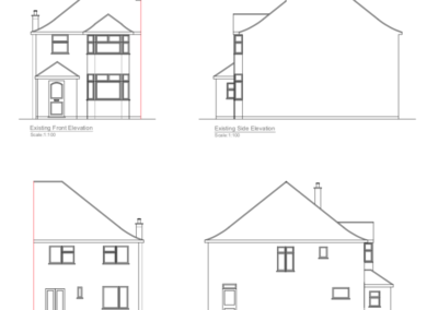 Loft Conversion in Eastcote: existing front, side and rear elevation
