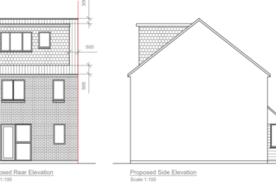 Loft Conversion St Margarets: proposed rear and side elevation