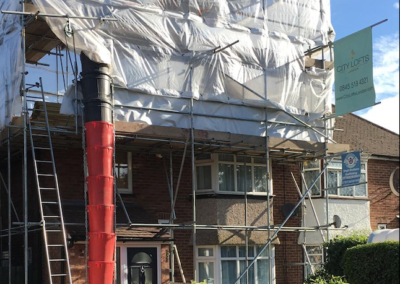 Loft Conversion in Feltham: scaffolding up