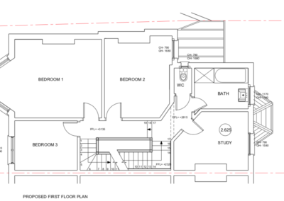 Loft Conversion in Lewisham: proposed first floor plan